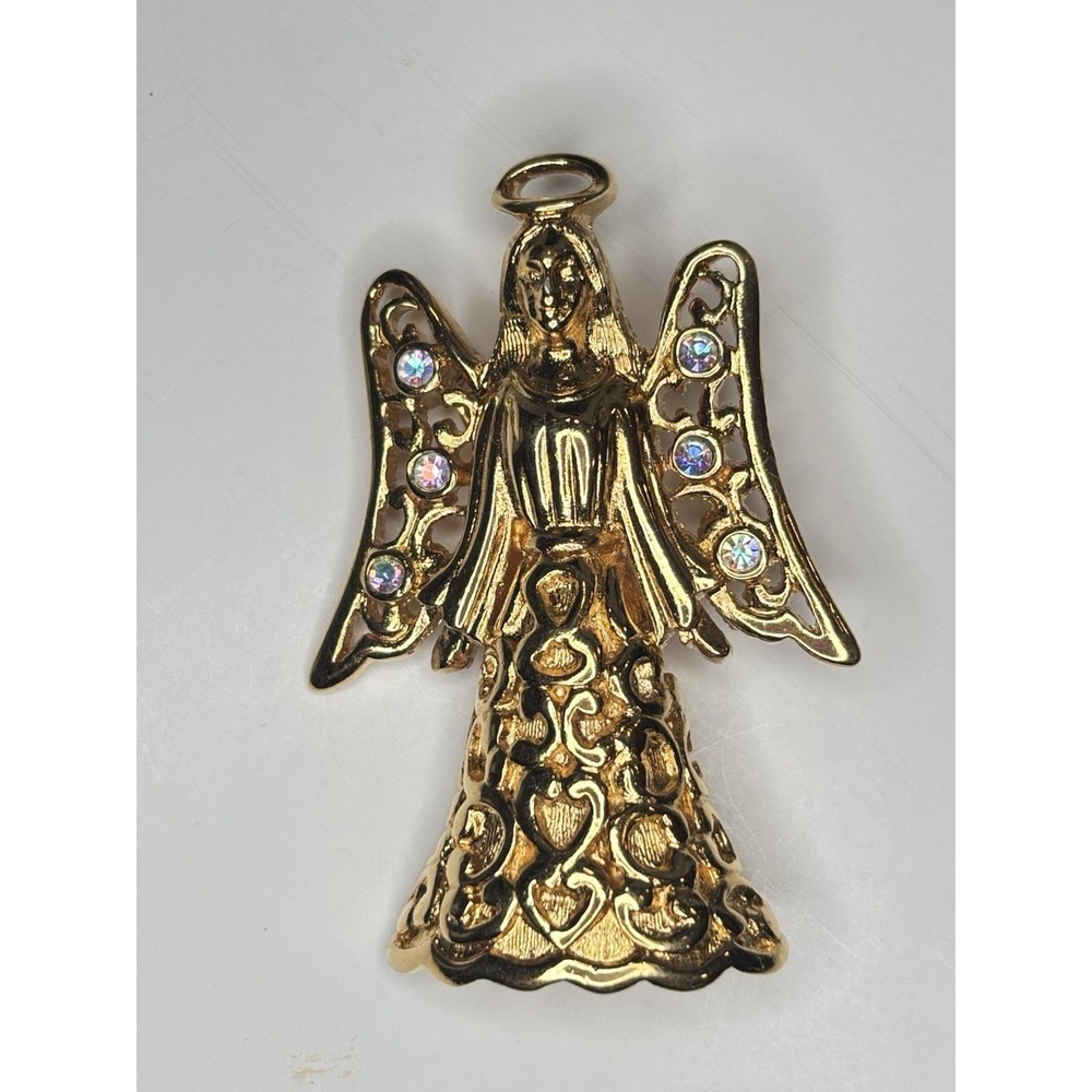 Trifari Designer Signed Angel Brooch Pin Pendant Vintage 1996
